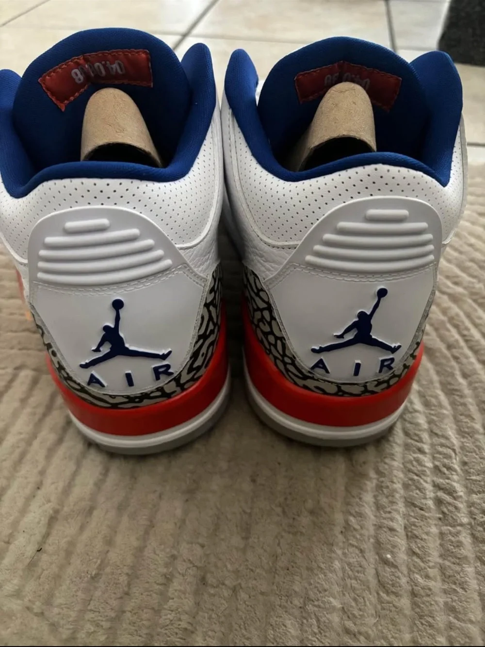 Jordan White Sneakers with Orange & Blue Accents